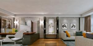 萬科大廈欣悅化妝品公司，白與黃的搭配，簡約、大氣！